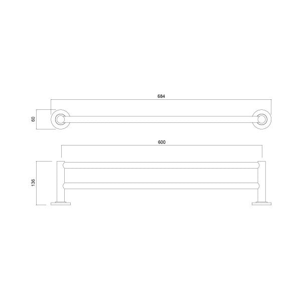 Master Rail 600mm Double Towel Rail - Chrome
