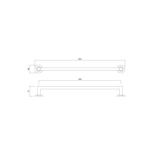 Master Rail 600mm Single Towel Rail - Chrome