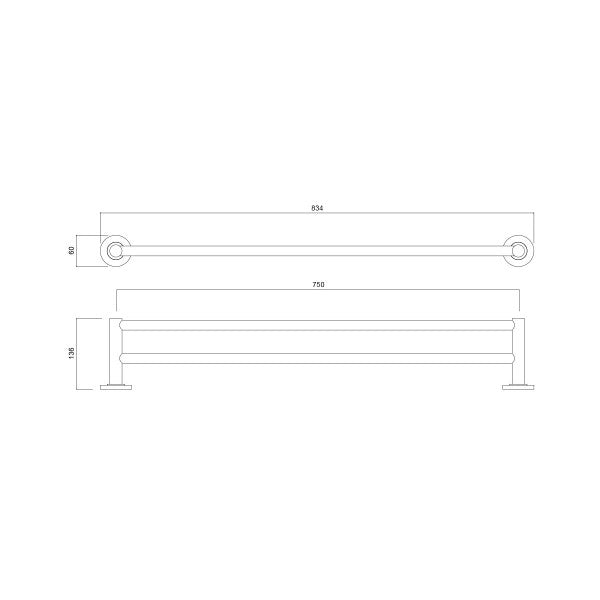 Master Rail 750mm Double Towel Rail - Brushed Nickel