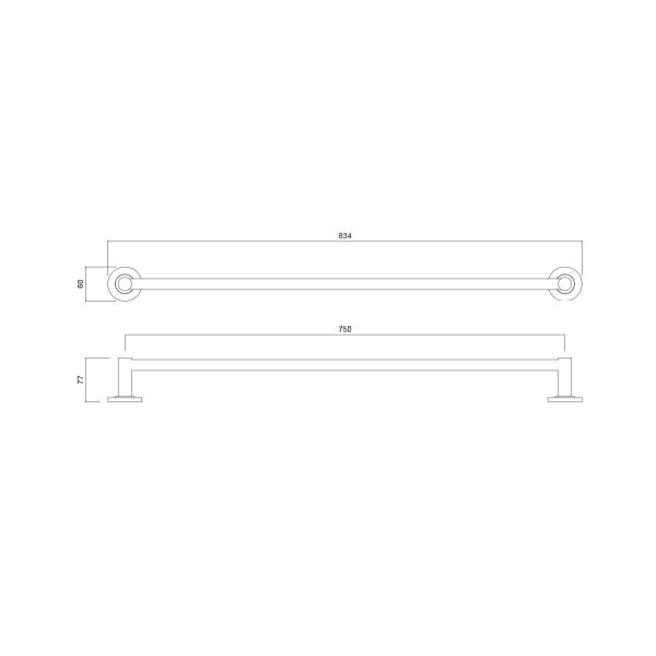 Master Rail 750mm Single Towel Rail - Matte Black