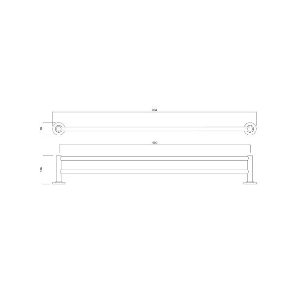 Master Rail 900mm Double Towel Rail - Brushed Gold