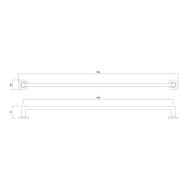 Master Rail 900mm Single Towel Rail - Chrome