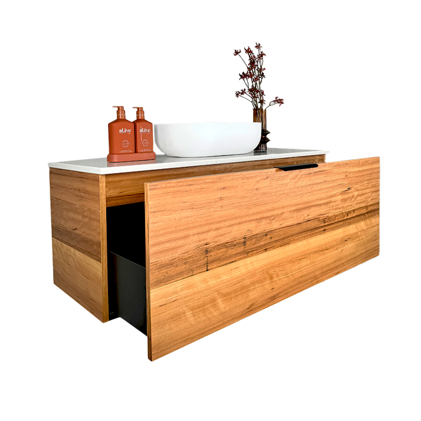 FABF Zoe Timber Veneer Vanity 1200mm Vanity, Blackbutt / Add Top + Basin