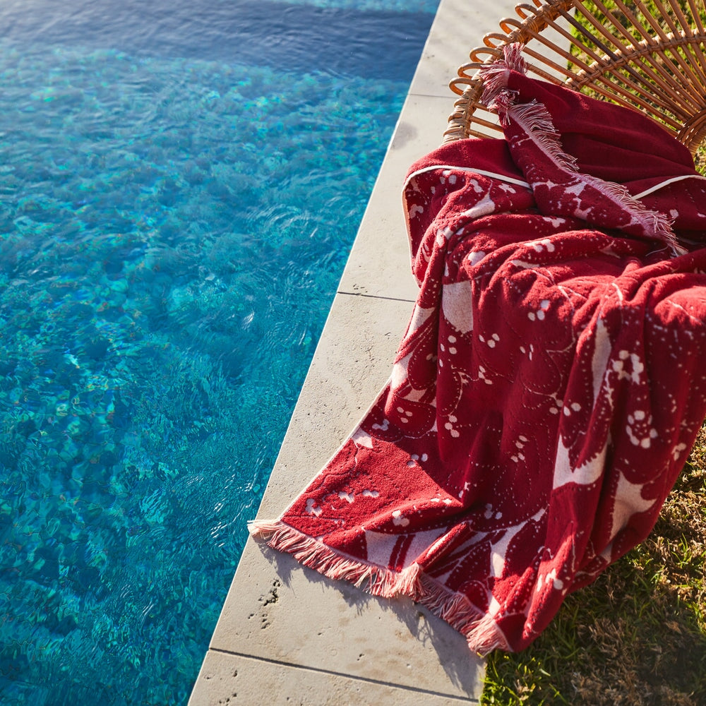 Bath Towels Lucia Bath Sheet - Crimson