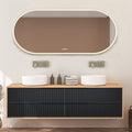 Radiant AURA Brushed Nickel - KÄPSEL - 750mm x 1500mm LED Mirror image