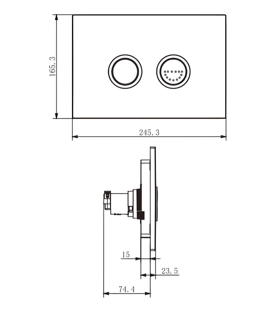 Care+ R&T Raised Pneumatic Button Chrome