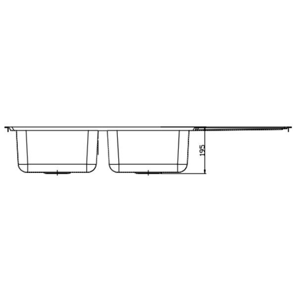 Laxa Square Sink 1200x500mm, Double Bowl with Drainer