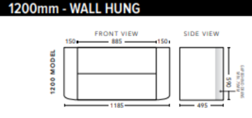 RF Friend 1200mm Wall Hung Cabinet With 20mm Caesarstone Top With Ceramic Above Counter Basin