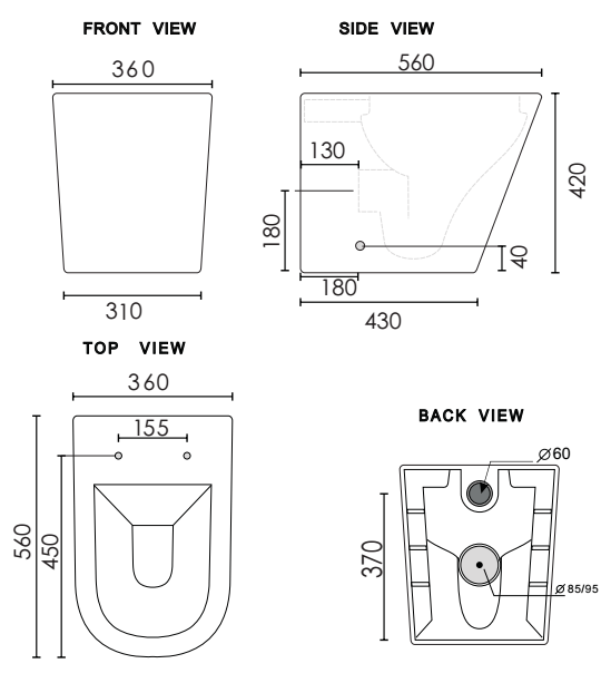R&T In Wall Package - Rimini Rimless Pan, Inwall Cistern and Waze Round Button