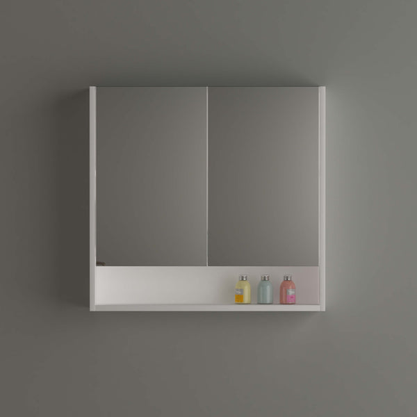 Stora 750mm Mirrored Shaving Cabinet with Undershelf - White