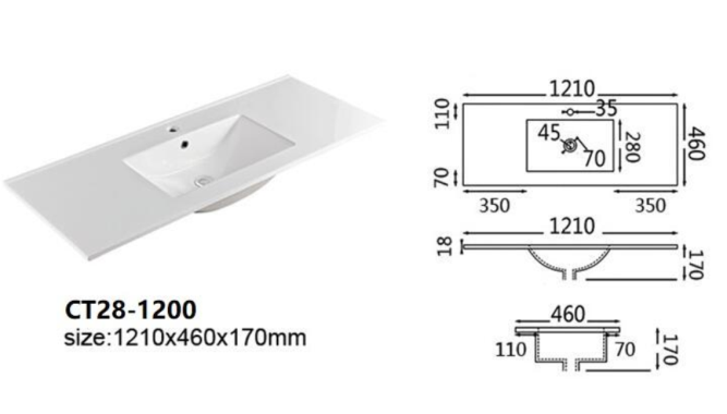 Aulic Leona Floorstanding 1200mm Vanity Unit, Ceramic Top