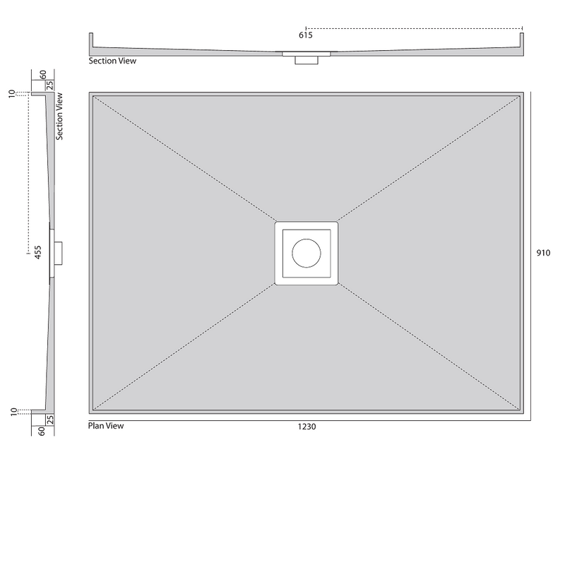 Universal Tile Over Shower Base with Smart Tile, Rear or Centre Waste