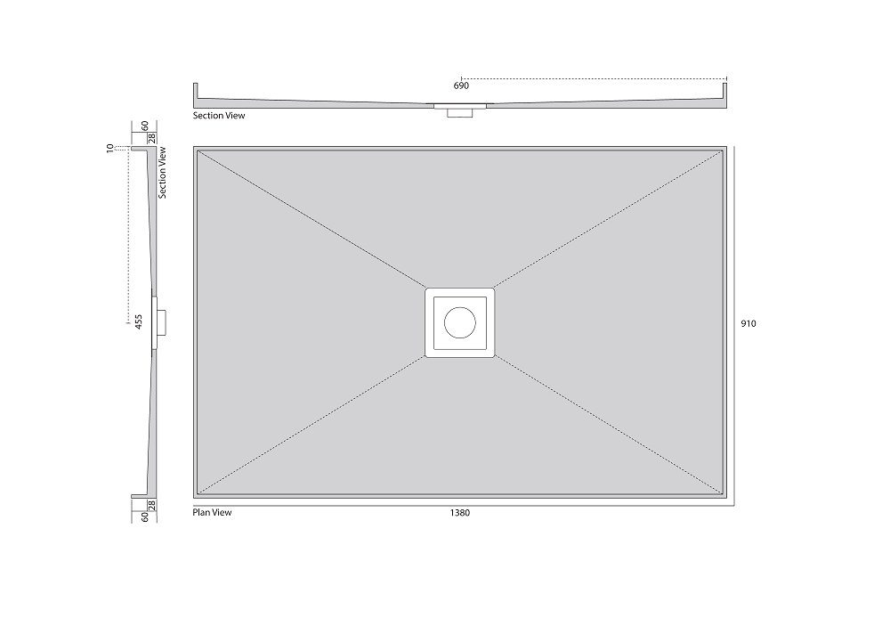 Universal Tile Over Shower Base with Smart Tile, Rear or Centre Waste
