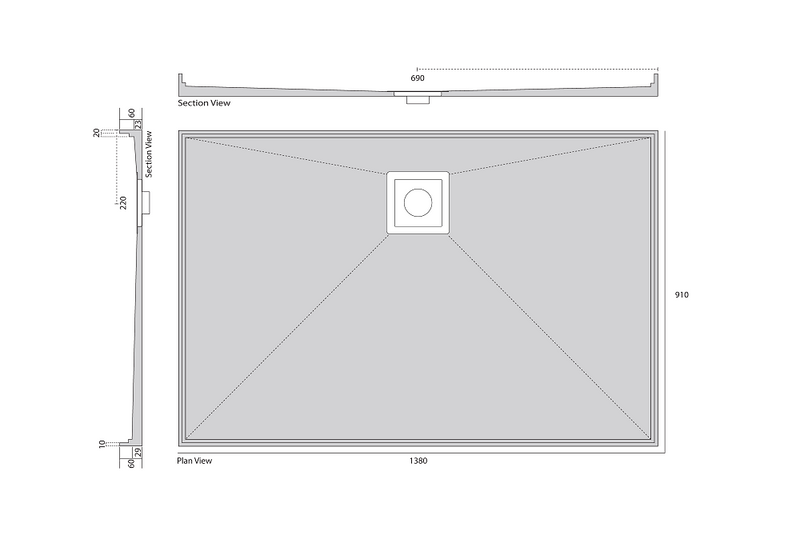 Universal Tile Over Shower Base with Smart Tile, Rear or Centre Waste