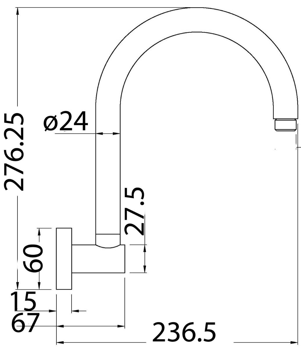 Alders Chrome Horizontal Shower Arm Gooseneck 200mm Brass