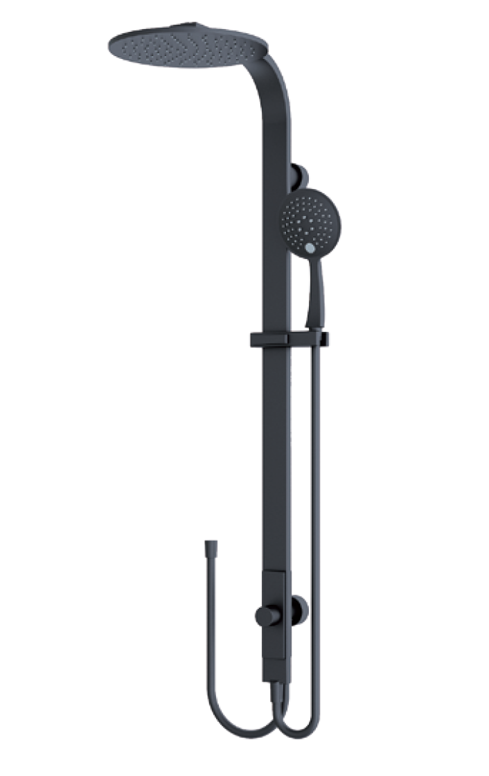 Rain Round Shower Set with Double Hose, Black