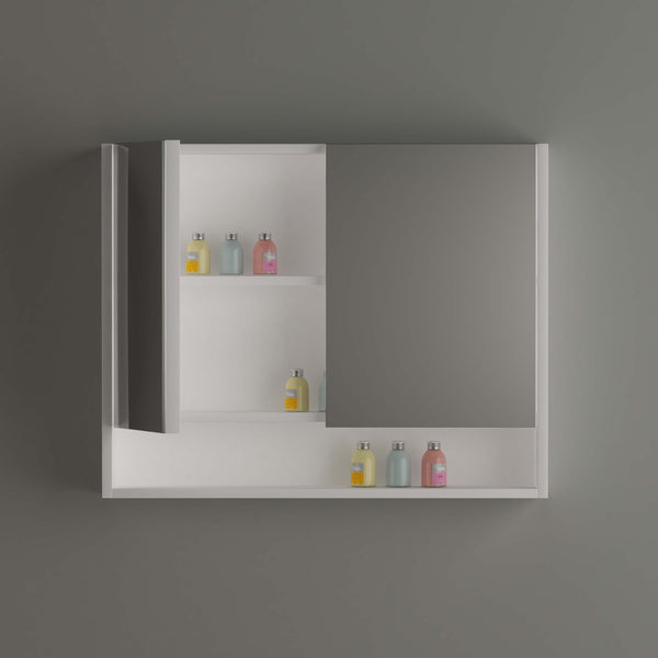 Stora 900mm Mirrored Shaving Cabinet with Undershelf - White