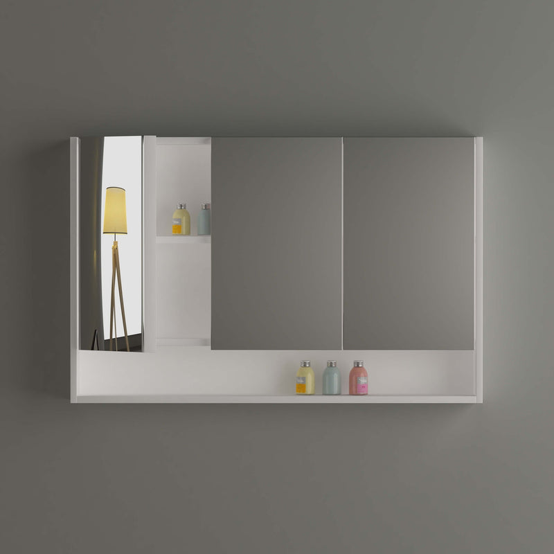 Stora 1200mm Mirrored Shaving Cabinet with Undershelf - White