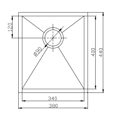 Lisbon Undermount Single Bowl Sink 380mm