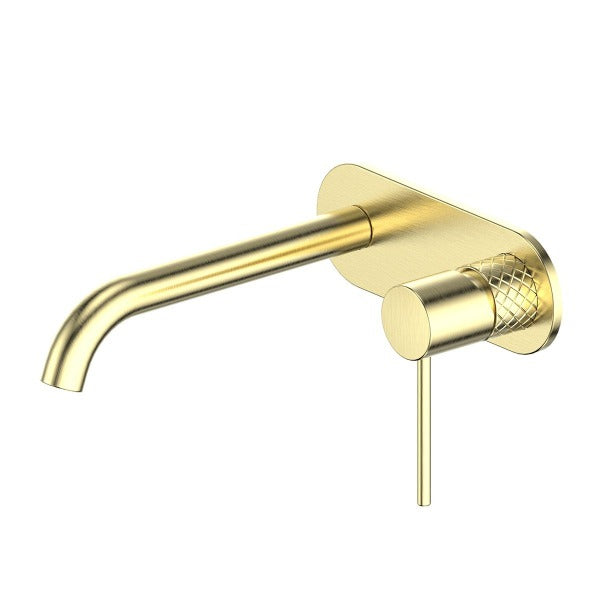 183025216 Textura Wall Basin-Bath Mixer with Faceplate Brushed Brass
