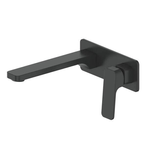 Greens Swept Wall Basin Mixer with Faceplate - Matte Black
