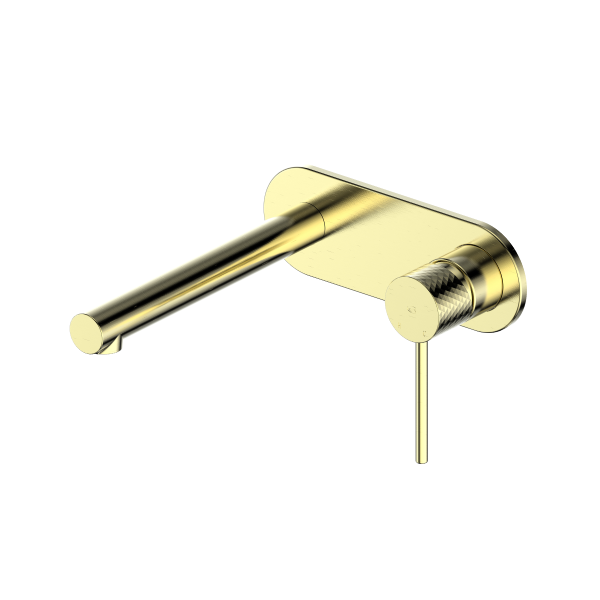 Greens Mika Wall Basin Mixer Set with Faceplate - Brushed Brass