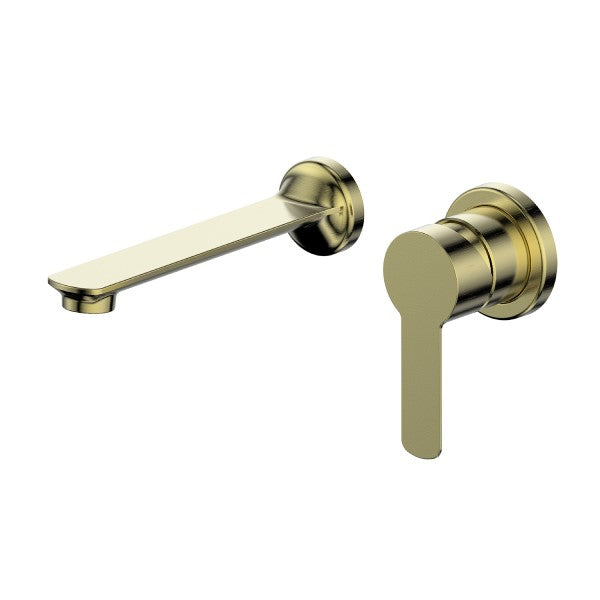 Greens Astro II Wall Basin Mixer Set - Brushed Brass