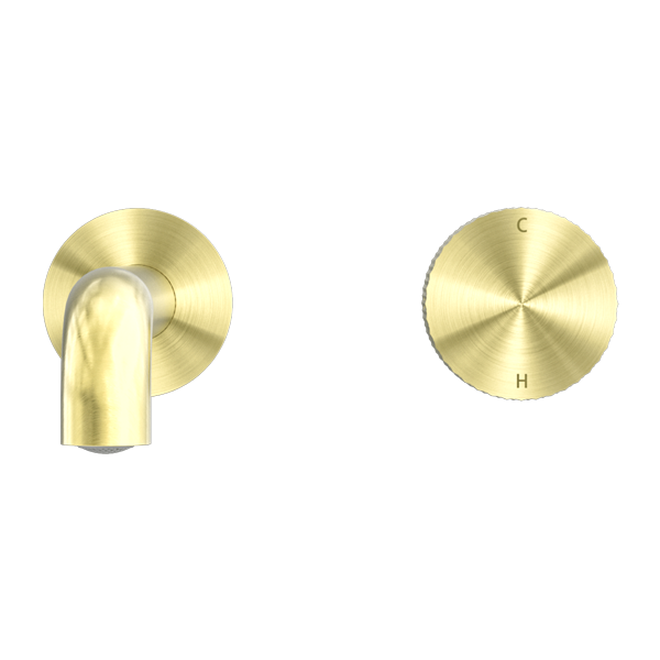 Nero Opal Progressive Wall Basin Mixer Set, 185mm Spout - Brushed Gold / NR252007a185BG