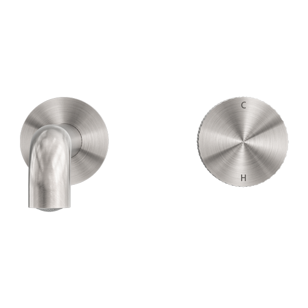 Nero Opal Progressive Wall Basin Mixer Set, 185mm Spout - Brushed Nickel / NR252007a185BN