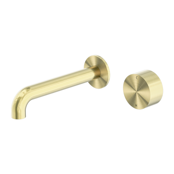 Nero Kara Progressive Wall Basin Set, 185mm Spout - Brushed Gold / NR271907aBG