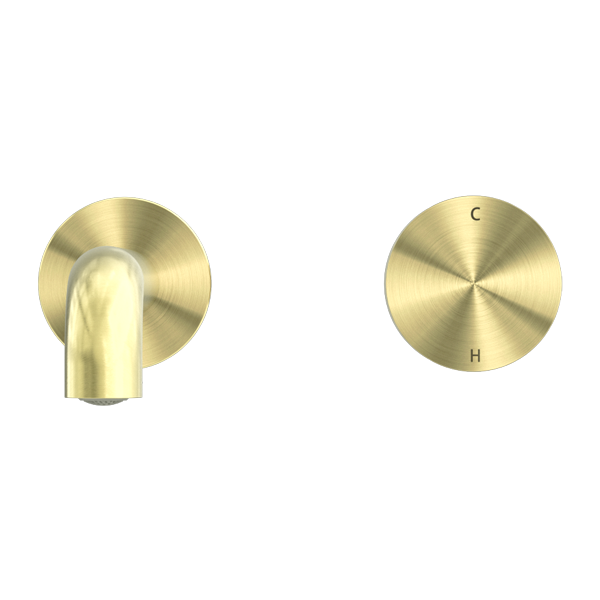 Nero Kara Progressive Wall Basin Set, 185mm Spout - Brushed Gold / NR271907aBG
