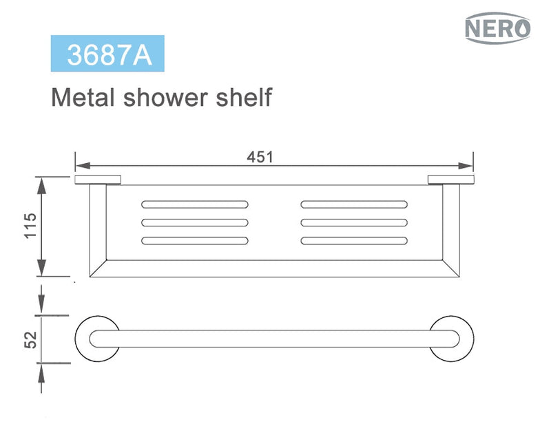Nero Dolce Metal Shower Shelf 450mm - Matte Black