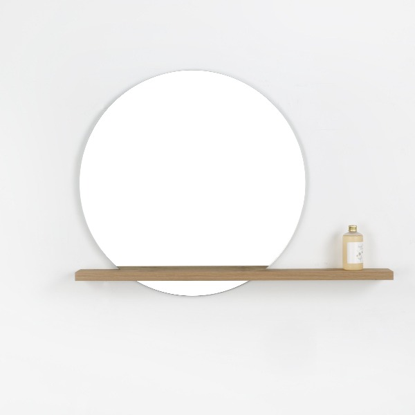 Rising Moon Mirror & Oak Shelf 
