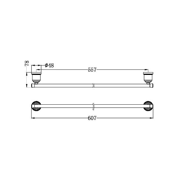 Nero York Single Towel Rail 600mm - Chrome / NR6924CH