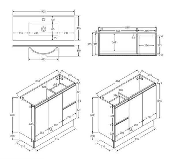 Fienza Siska Slim 900mm Floor Standing Vanity,  1th