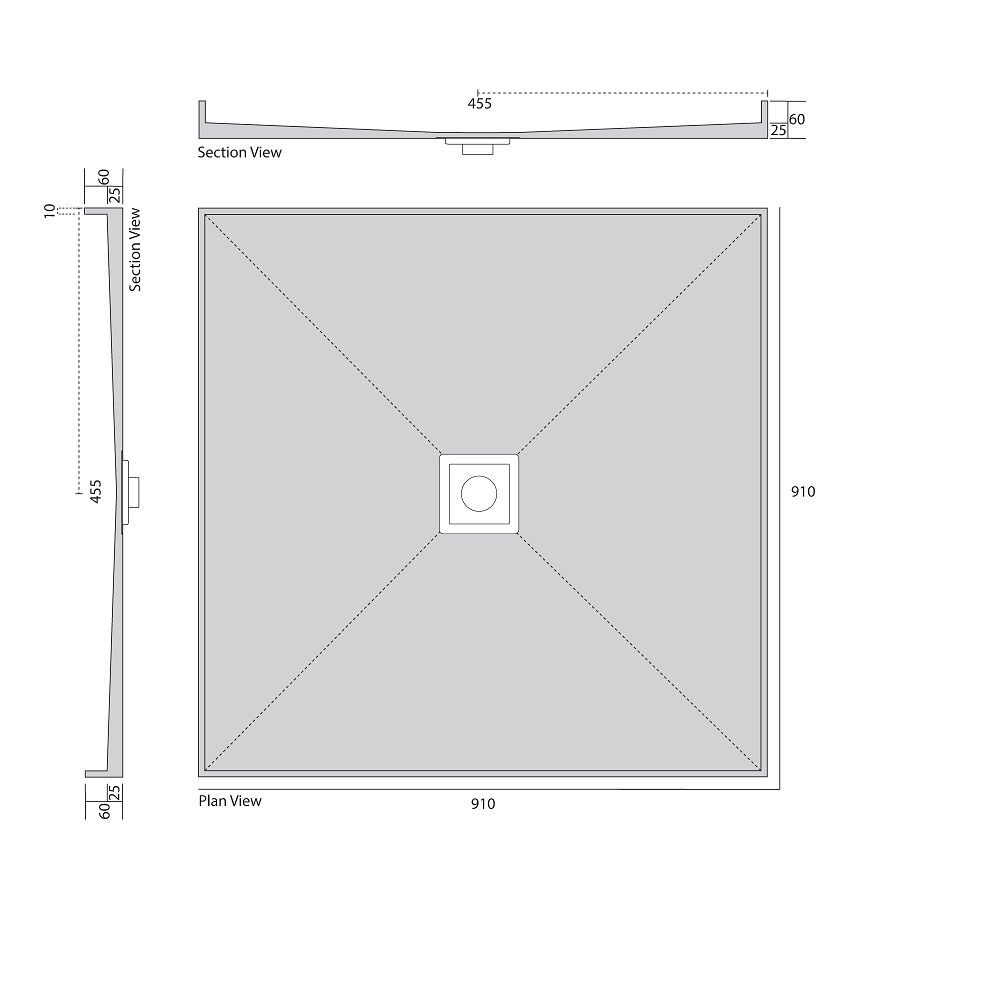Universal Tile Over Shower Base with Smart Tile, Rear or Centre Waste