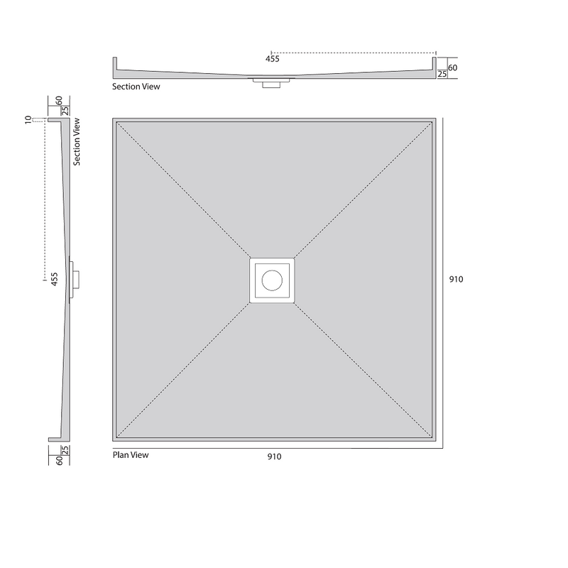 Universal Tile Over Shower Base with Smart Tile, Rear or Centre Waste