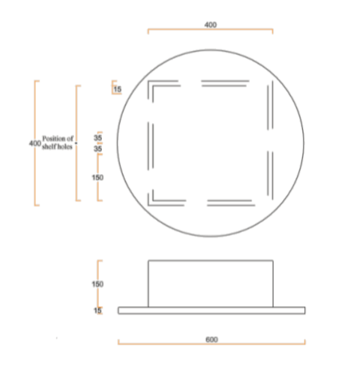 Ablaze Round Door Mirror Cabinet, ASCR