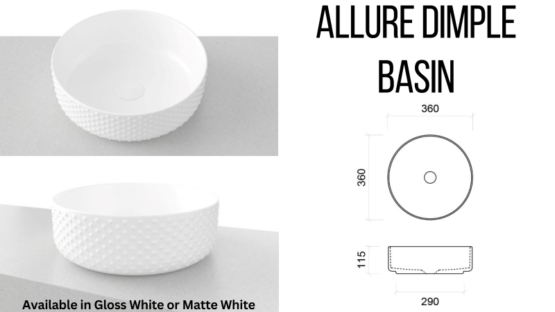 Timberline Allure Dimple Above Counter Basin - White Gloss & White Matte