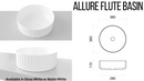 Timberline Allure Flute Above Counter Basin - White Gloss & White Matte