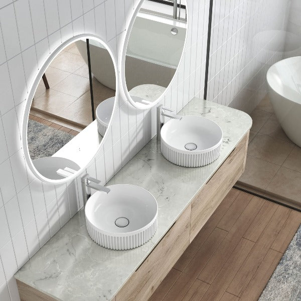 Aulic Lilac Basin with V Groove 360mm Diameter - White Gloss