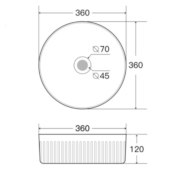 Aulic Lilac Basin with V Groove 360mm Diameter - White Gloss
