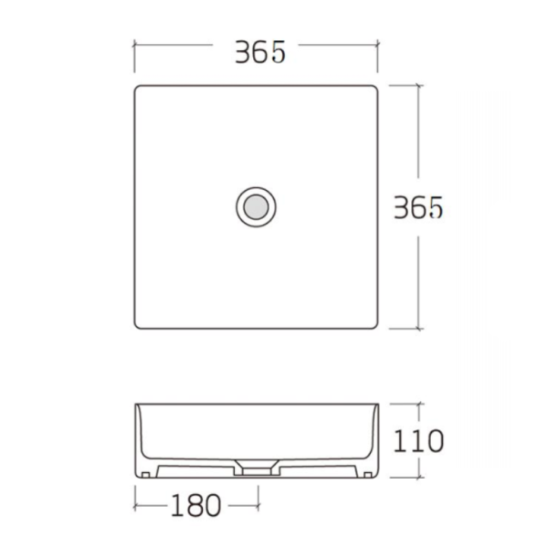 Aulic Macleod Basin 360mm x 360mm, White Gloss with Black Edge