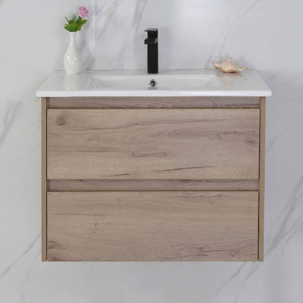 Aulic Max 750mm Wall Hung Vanity Unit, Ceramic or Stone Top