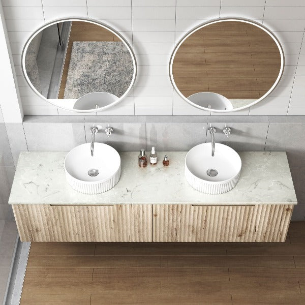 Aulic Lilac Basin with V Groove 360mm Diameter - Matte White