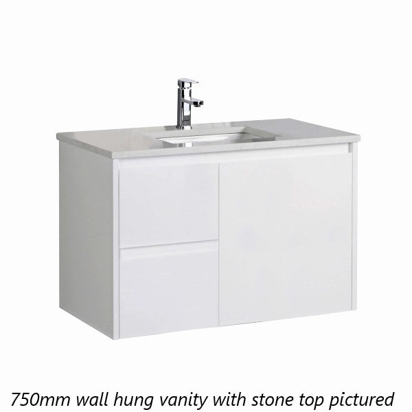 Aulic Alice Wall Hung Vanity 750mm, Ceramic Top 1th
