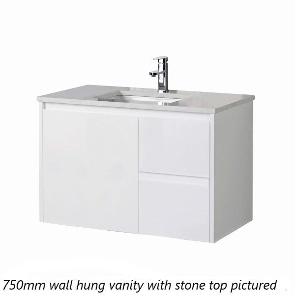 Aulic Alice Wall Hung Vanity 750mm, Stone Top with Undercounter Basin