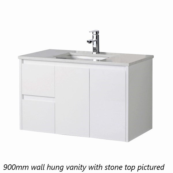 Aulic Alice Wall Hung Vanity 900mm, Stone Top & Undercounter Basin