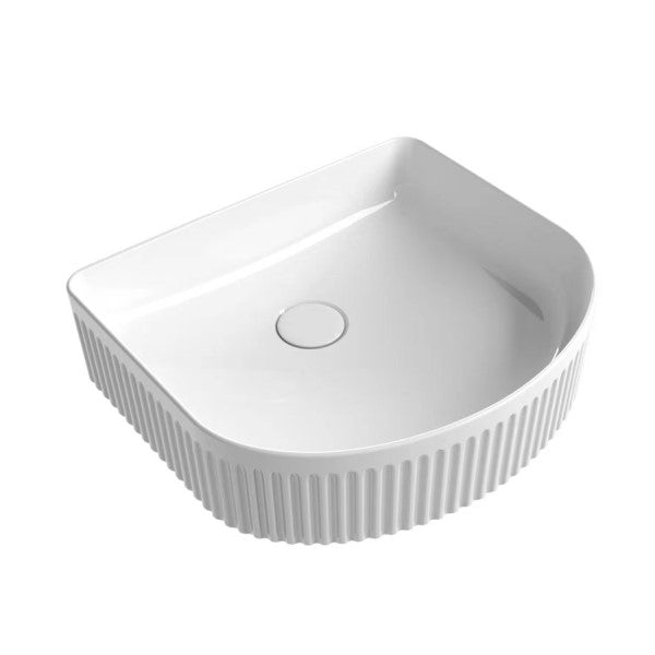 Aulic Cyrus Arch Basin with V Groove 415mm x 365mm - White Gloss