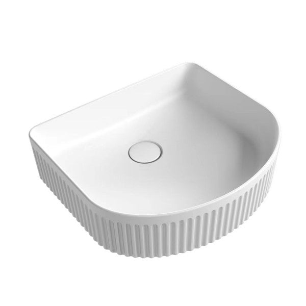 Aulic Cyrus Arch Basin with V Groove 415mm x 365mm - Matte White